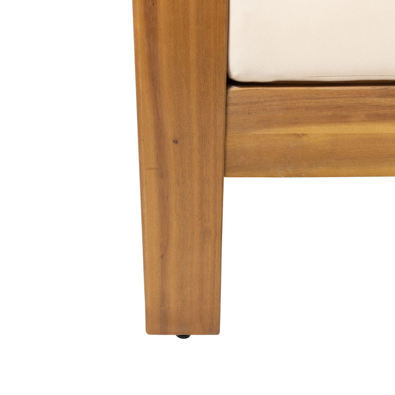 Acacia Wood Loveseat And Coffee Table Set With Cushions