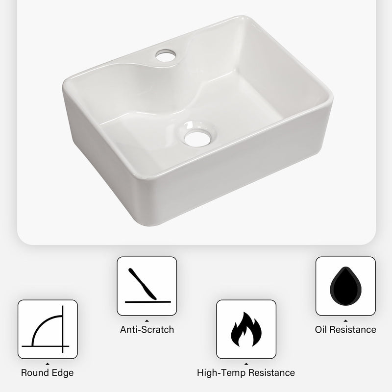 Modern Ceramic Rectangular Vessel Bathroom Sink With Sleek Design