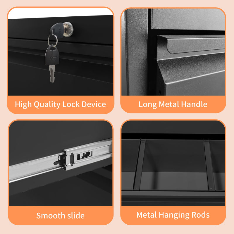 Lateral File Cabinet, Heavy Duty Filing Holds Letter/Legal/A4 Files