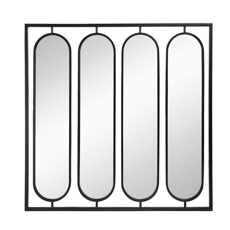 Large 4 Oval Wall Mirror With Square Frame, Home Decor For Living Room, Bedroom, Entryway, Office - Black
