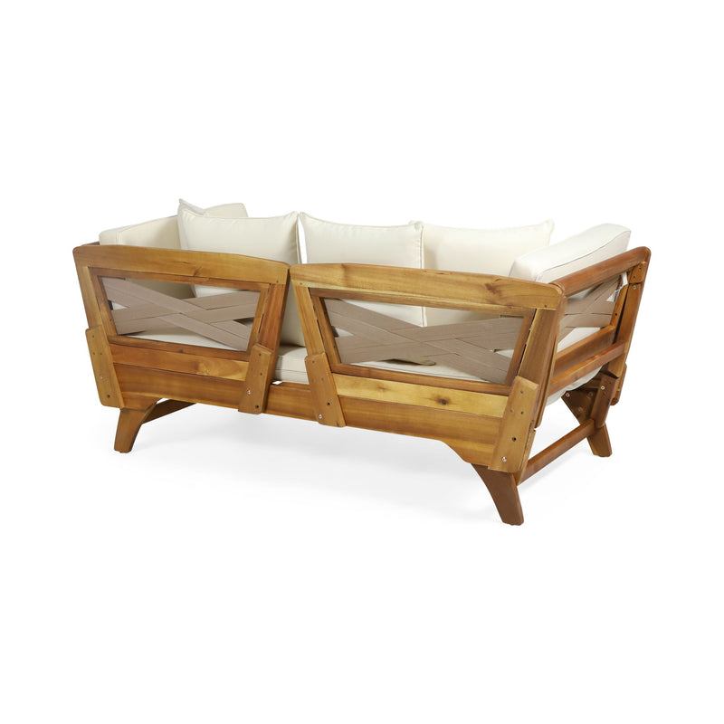 Outdoor Acacia Wood Expandable Daybed With Cushions