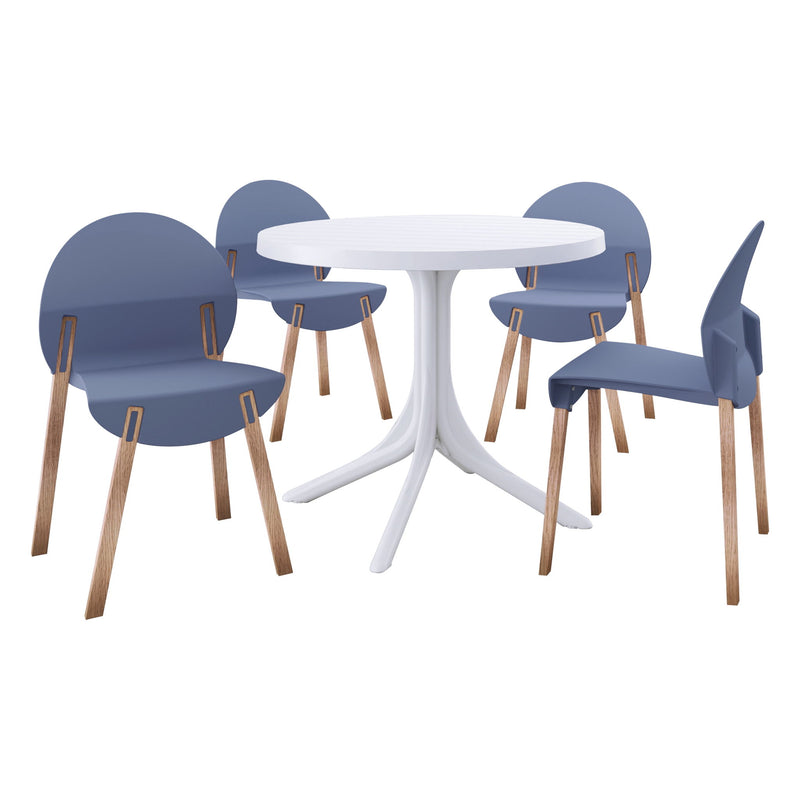 4 Piece Set Of Single Chairs, Traditional Elements With Round Table