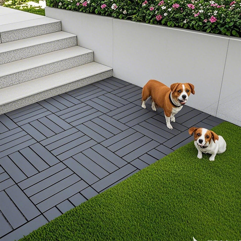 Plastic Interlocking 44 Pack Patio Deck Tiles, Square Waterproof Outdoor All Weather Use