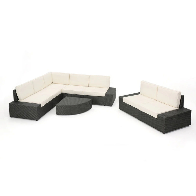 Santa Cruz - Outdoor 8 Piece Sectional Set - Dark Brown