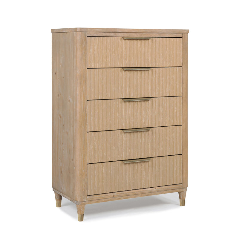 Tall Chest With Full Extension Glides And Accents, Storage Cabinet - Natural Wood