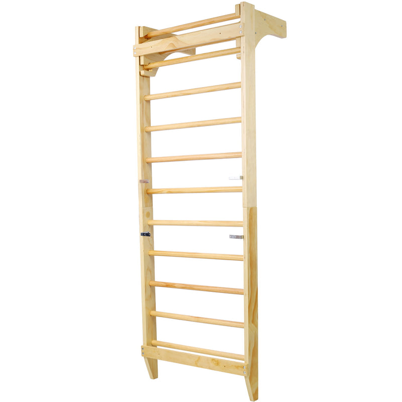 Swedish Ladder, Stall Bars Set For Physical Therapy & Gymnastics - Natural