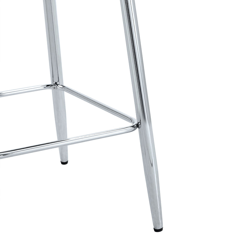 Modern Bar Chair Set Streamlined Backrest Metal Legs 2 Pieces - Black / Silver