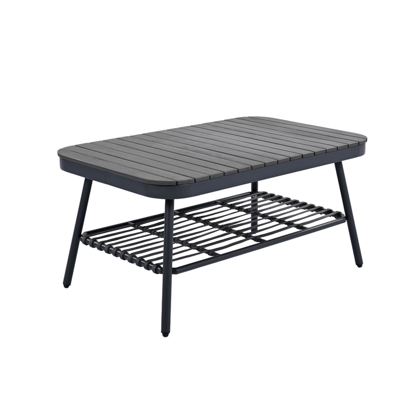 4 Piece Outdoor Patio Furniture Set, Metal Chairs With Woven Rope U Shaped Backrest