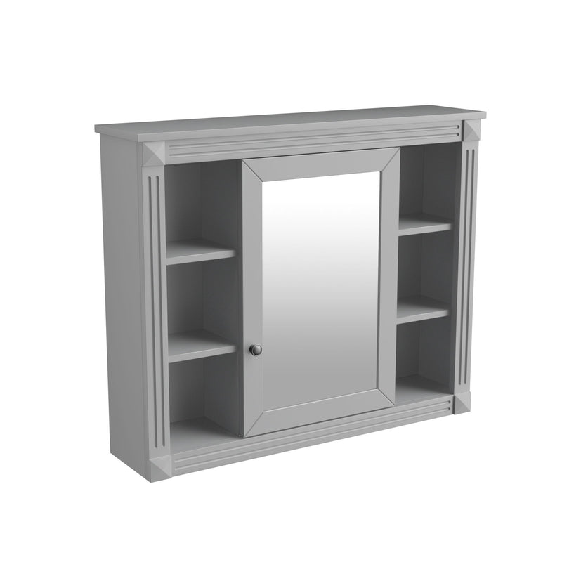 Wall Mounted Bathroom Storage Cabinet With Mirror, Cabinet With 6 Open Shelves And Adjustable Interior