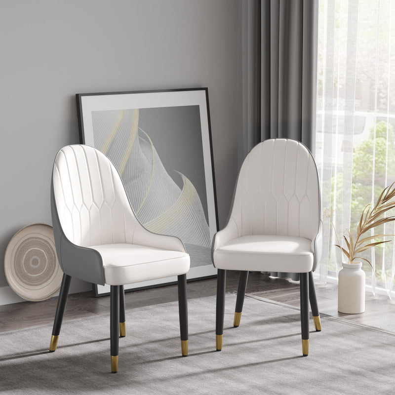 Modern Sponge-Filled Dining Chair, Solid Wood Metal Legs, Suitable For Restaurants, Living Rooms And Rooms (Set of 2)