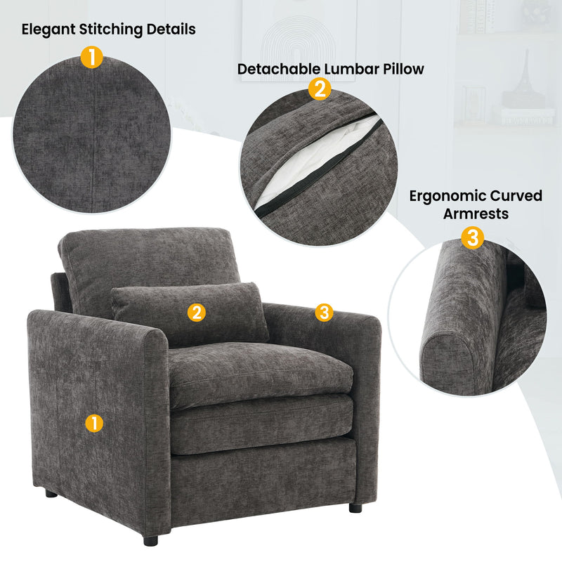 Cozy Upholstered Cushion Armchair For Living Room