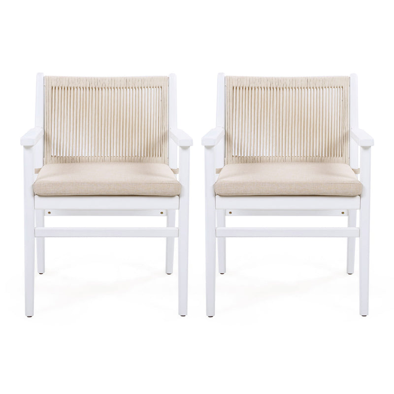 Outdoor Acacia Wood Patio Dining Armchair (Set of 2)