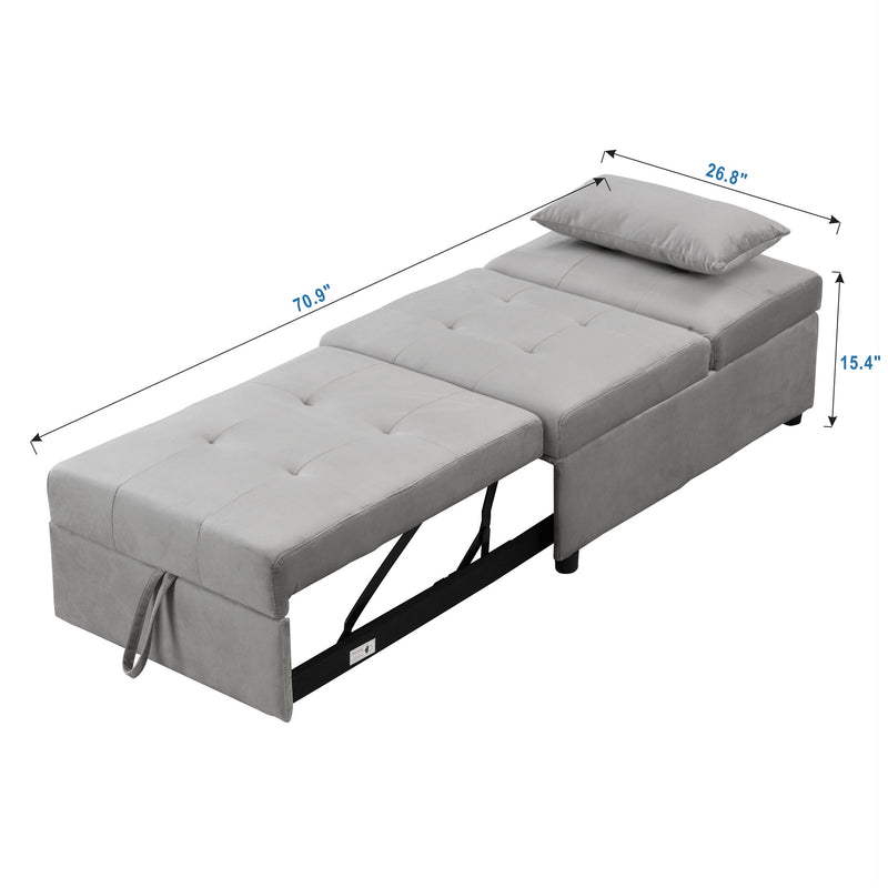 Folding Ottoman Sofa Bed - Gray
