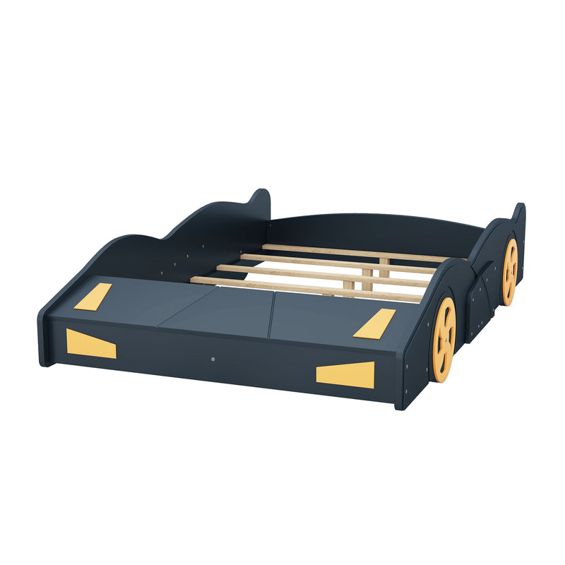 Race Car Shaped Platform Bed With Wheels And Storage
