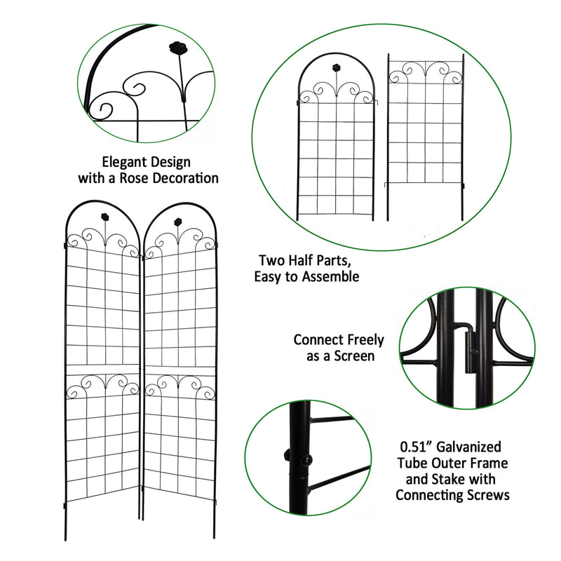 Metal Garden Trellis For Climbing Plants Outdoor Rustproof Plant Support Rose Trellis Netting Trellis