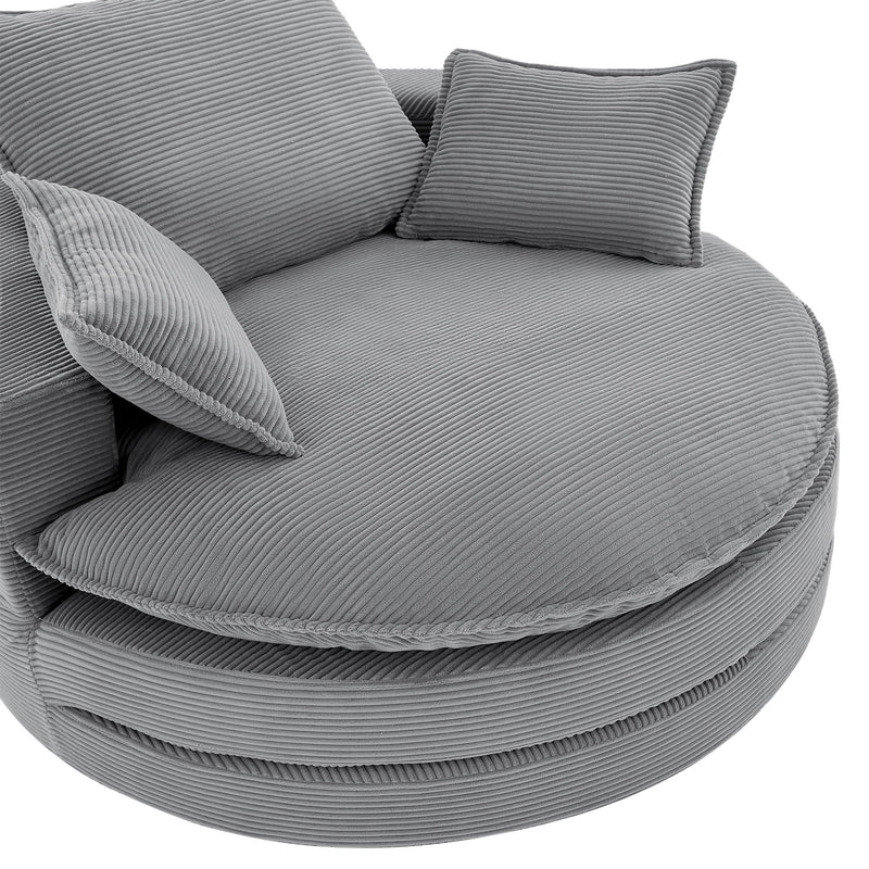 360° Swivel Accent Barrel Chair With Dual Layer Cushion And 3 Removable Pillows