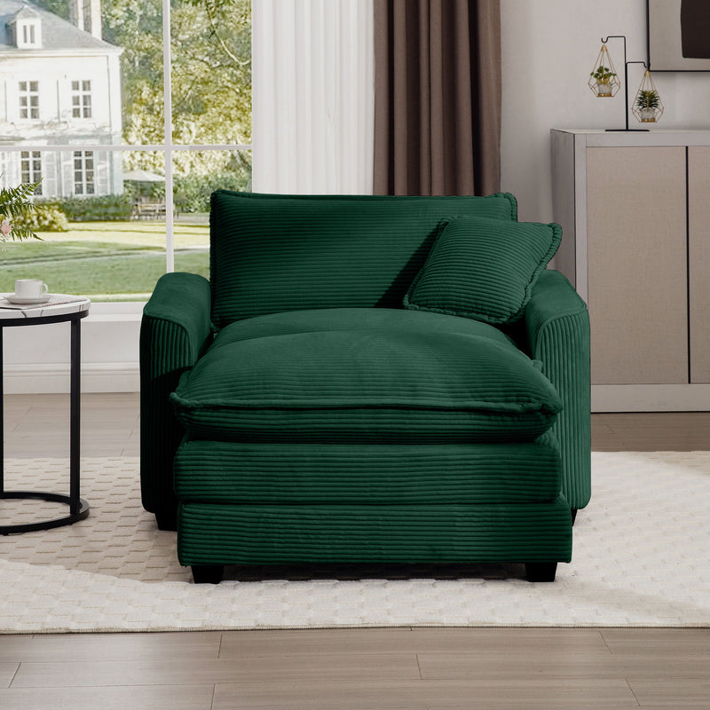 Classic Modern Comfortable Single Chair Deep Seat Sofa With Footstool