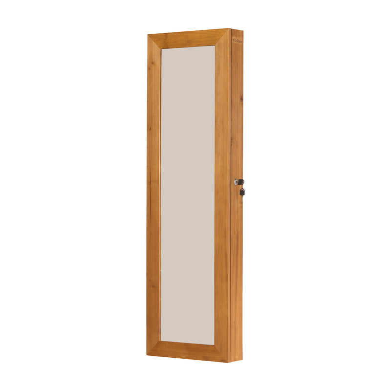 Jewelry Armoire Organizer With Full Length Mirror, Wall Mounted Lockable Cabinet With LED Light