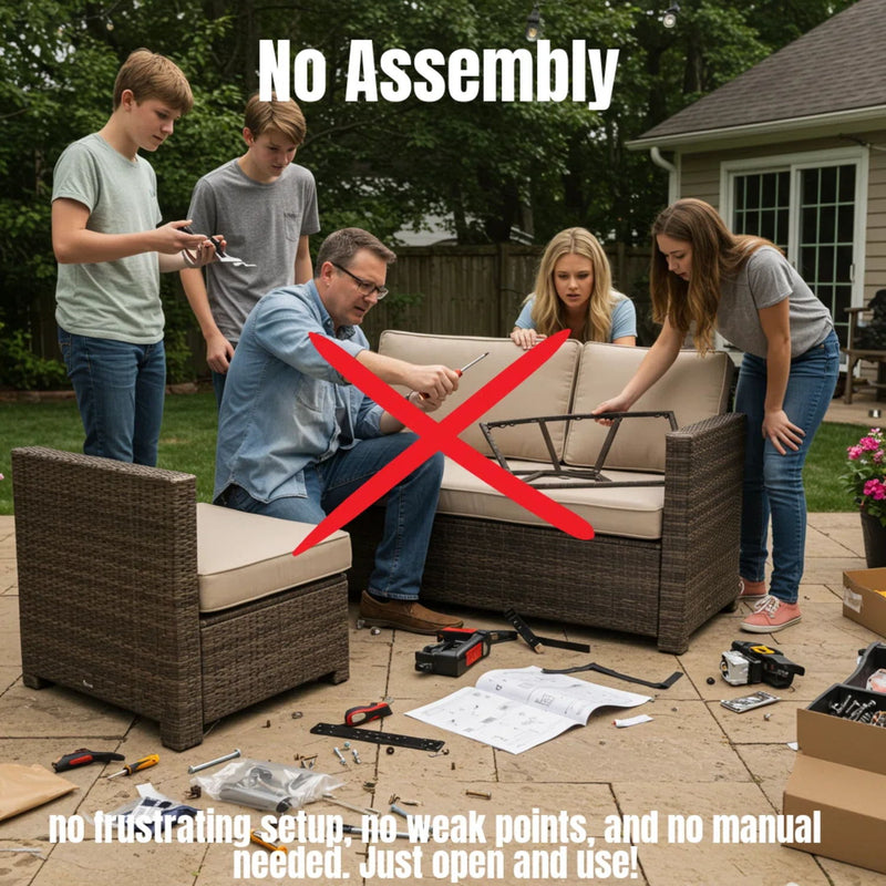 Outdoor Sectional Set With Cushions, Reversible Modular Design, Weather Resistant - Gray Mix