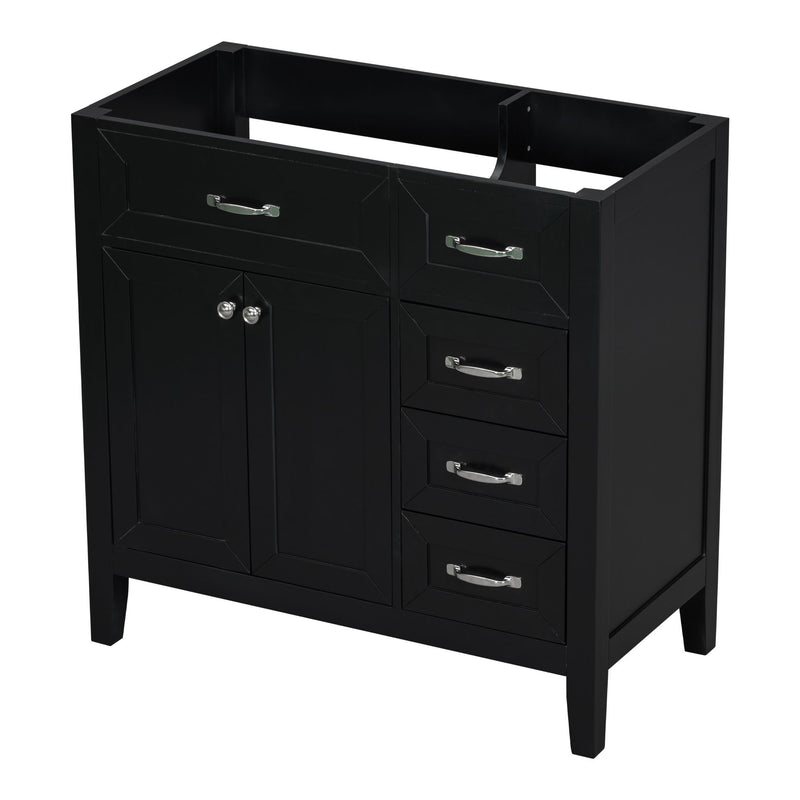 Modern Bathroom Vanity Base Only, 2 Doors And 3 Drawers