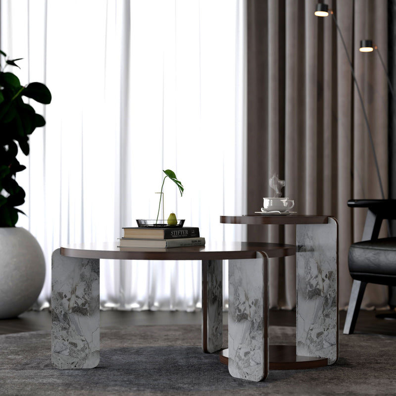 Coffee Table Set With Center Table & Side Table