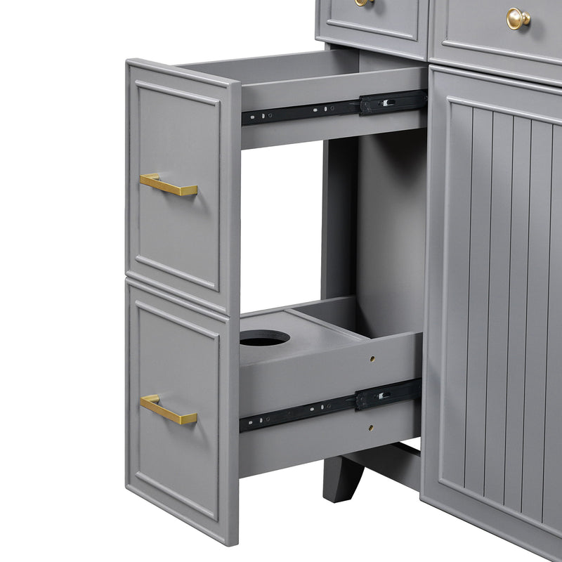 Bathroom Vanity With Ceramic Sink, Soft Close Doors, Adjustable Shelves