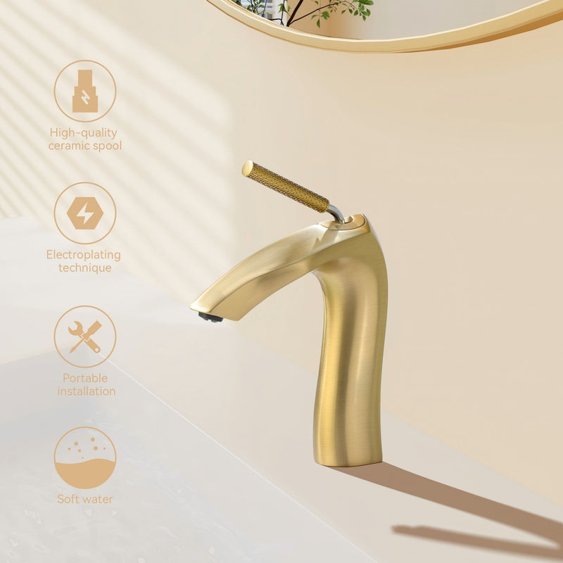 Contemporary Single Handle Lavatory Basin Sink Faucet Brass