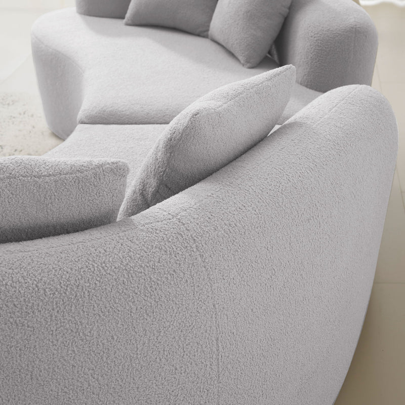 Curved 4 Seater Sofa For Small Spaces - Gray