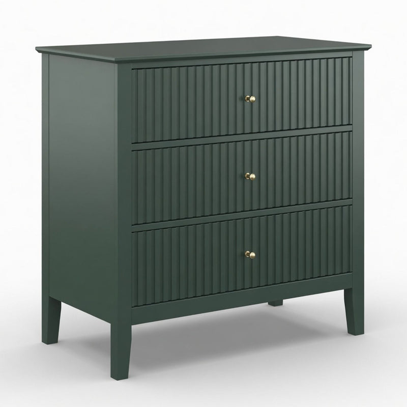Fluted 3 Drawer Nightstand With Soft Close Slides