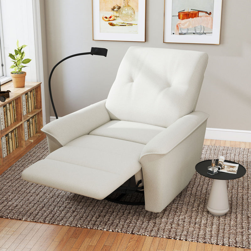 270° Power Swivel Rocker Recliner Chair With Phone Holder, Electric Glider Reclining Sofa With USB Ports For Living Room Bedroom - Beige
