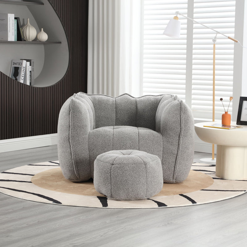 Soft Bean Bag Chair With High Resilient Foam (Chips) - Gray