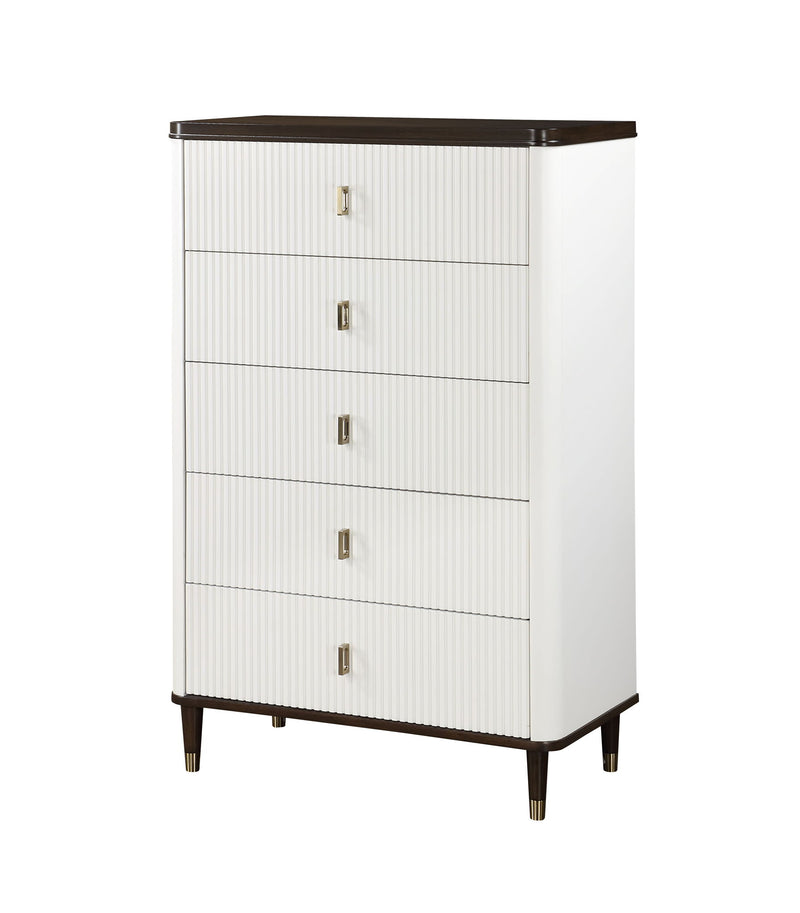 Carena - 5 Piece Bedroom Set (Eastern King Dresser Chest Mirror Nightstand) - Brown / Light Gray / White