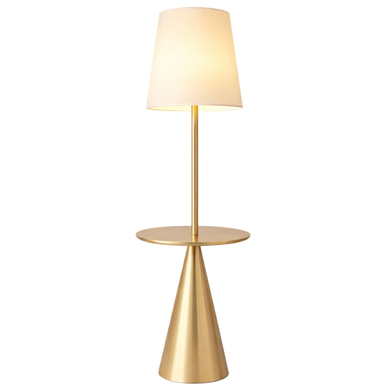 Celestial - Modern Floor Lamp With Accent Table With Large Shade - Gold / White