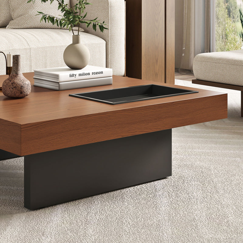 Square Floating Coffee Table For Living Room - Dark Walnut