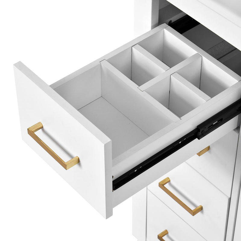 Ceramic Sink Combo, Freestanding Vanity Set With 3 Drawers & Soft Closing Doors