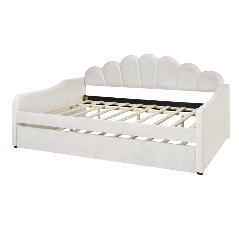 Upholstery Daybed Frame With Shell Shaped Backrest