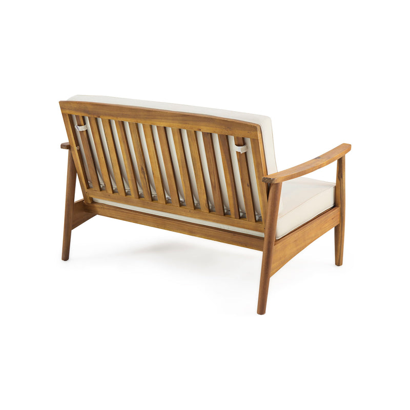 Outdoor Acacia Wood Loveseat Set With Coffee Table