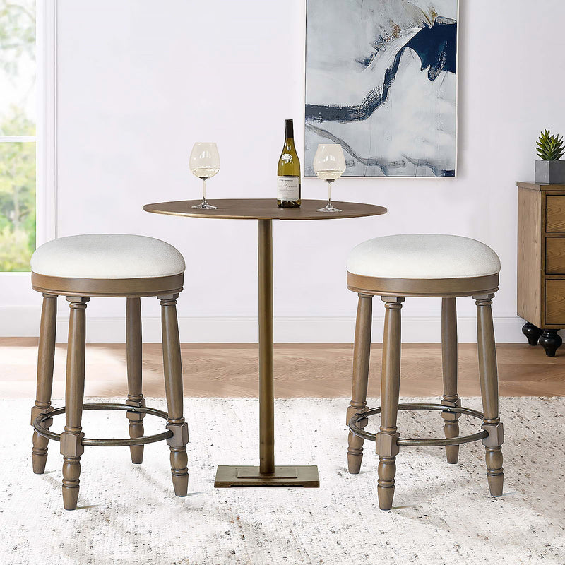 360° Swivel Wooden Barstools With Upholstered Seat, Counter Height (Set of 2)