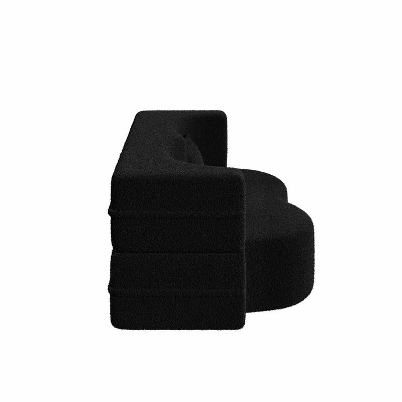 Modern Floor Sofa, With 2 Pillows, Convertible Teddy Fabric Foam Filled Bed
