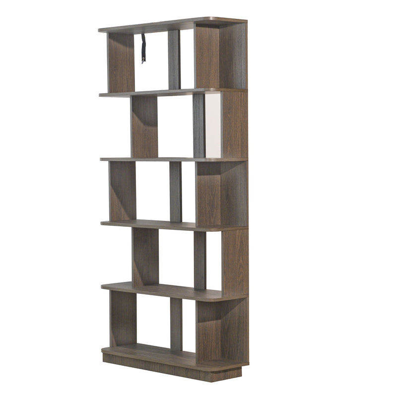 5 Tier Open Bookshelf, Free Combination Storage Shelving For Living Room - Dark Brown
