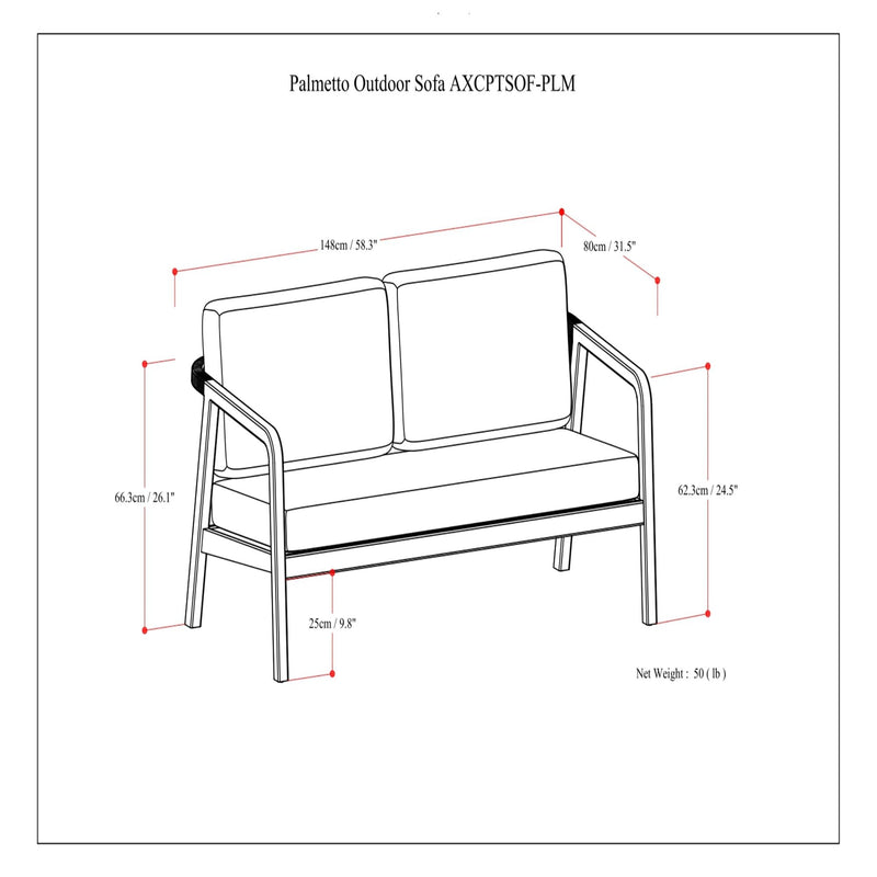 Palmetto - Outdoor Sofa - Silver
