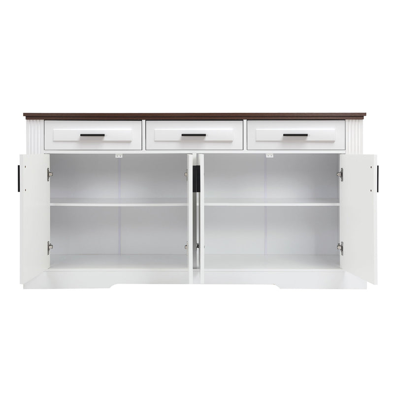 Fluted Sideboard Buffet Cabinet With 4 Doors And 3 Drawers