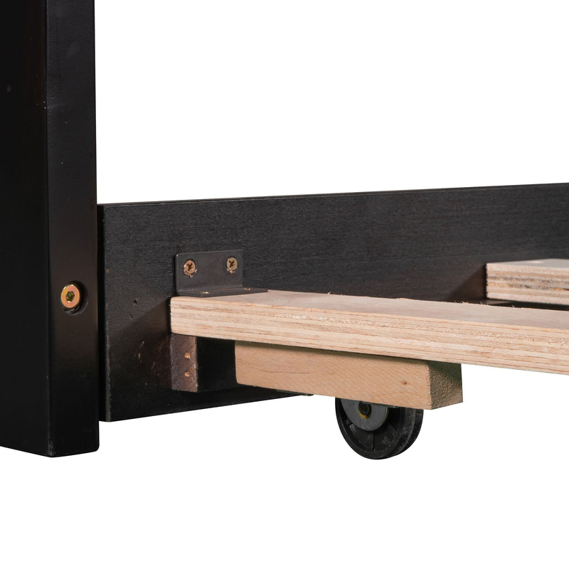 L Shaped Platform Bed With Trundle And Drawers Linked With Built In Desk