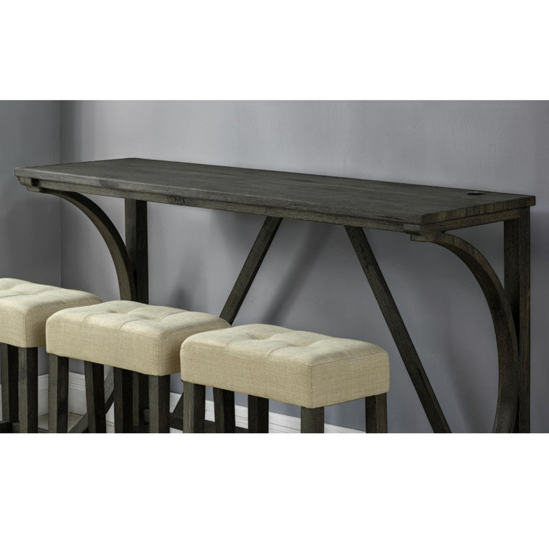 Dining Table Set With USB Charging Ports, Biscuit Tufted Stools - Beige / Brown