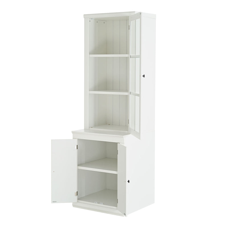 Retro Style Hutch Cabinet With Glass Door, China Cabinet For Home