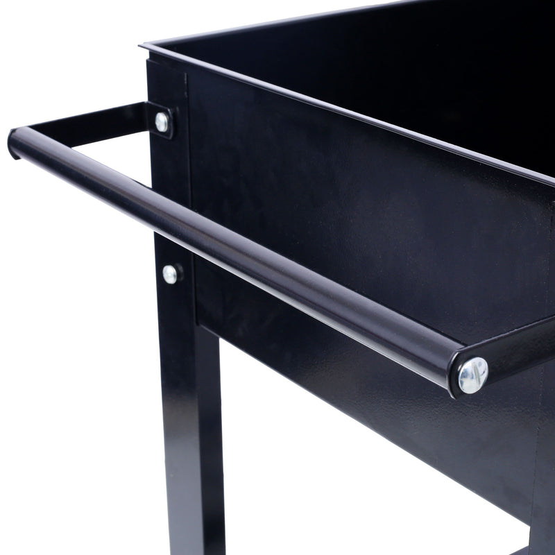 Elevated Mobile Raised Ergonomic Metal Planter Garden Bed With Wheels Powder Coated Steel - Black
