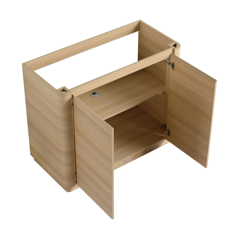 92" Freestanding Bathroom Vanity With Sink, 1 Small Storage Cabinet, Soft Close Door - Ameican White Oak