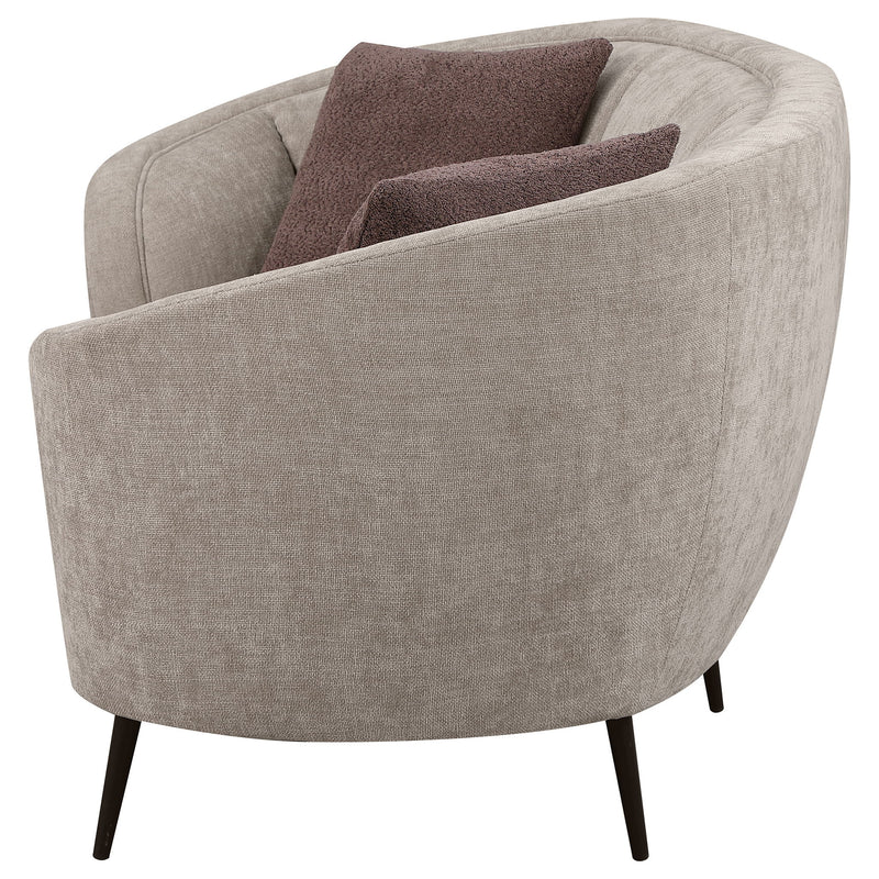 Saanich - Upholstered Curved With Plump Accent Pillows - Beige