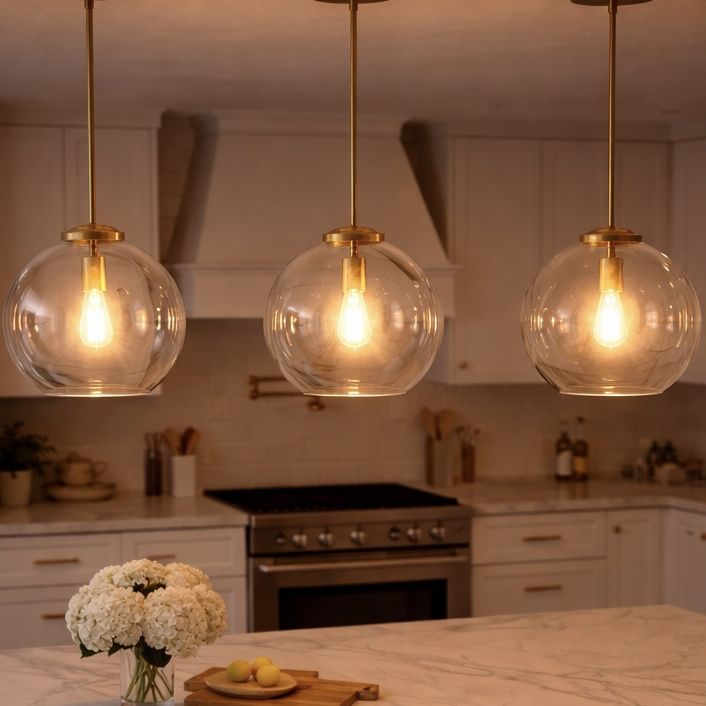Gleam - Single Light Pendant Lamp With Clear Globe Satin - Antique Brass / Clear / Gold