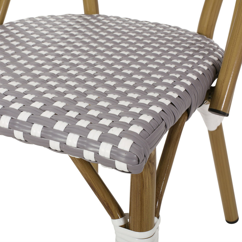 Outdoor Rattan And Aluminum French Bistro Chair Set